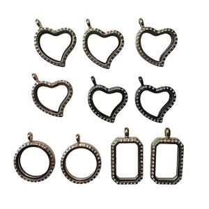 Lot of 10 Pc Assorted Pave Floating Lockets/Pendants Keepsake Jewelry Supplies